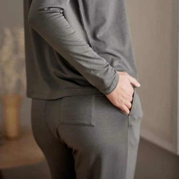 SIJO SoftStretch Classic Pants in Pebble Grey Eucalyptus, Size L - Picture 4 of 10